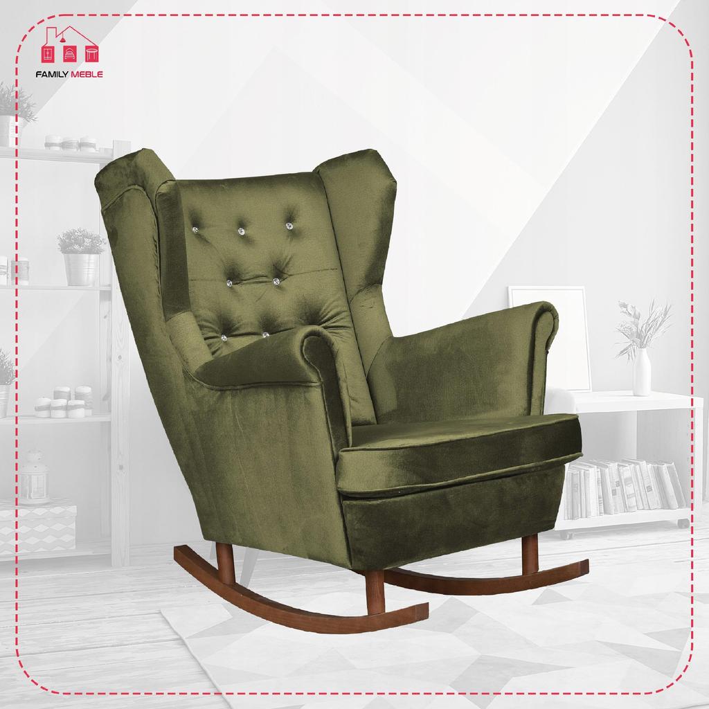 Diana Rocking Chair, Scandinavian, Family Meble, Olive Green