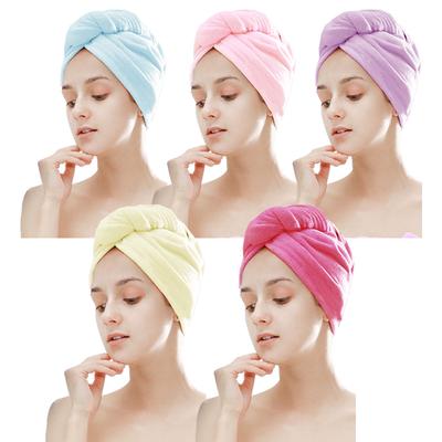 5 Pcs Thin Summer Dry Hair Caps - Soft Minimalist Solid Color Hair Wrap Towels & Caps Super Absorbent Personal Care