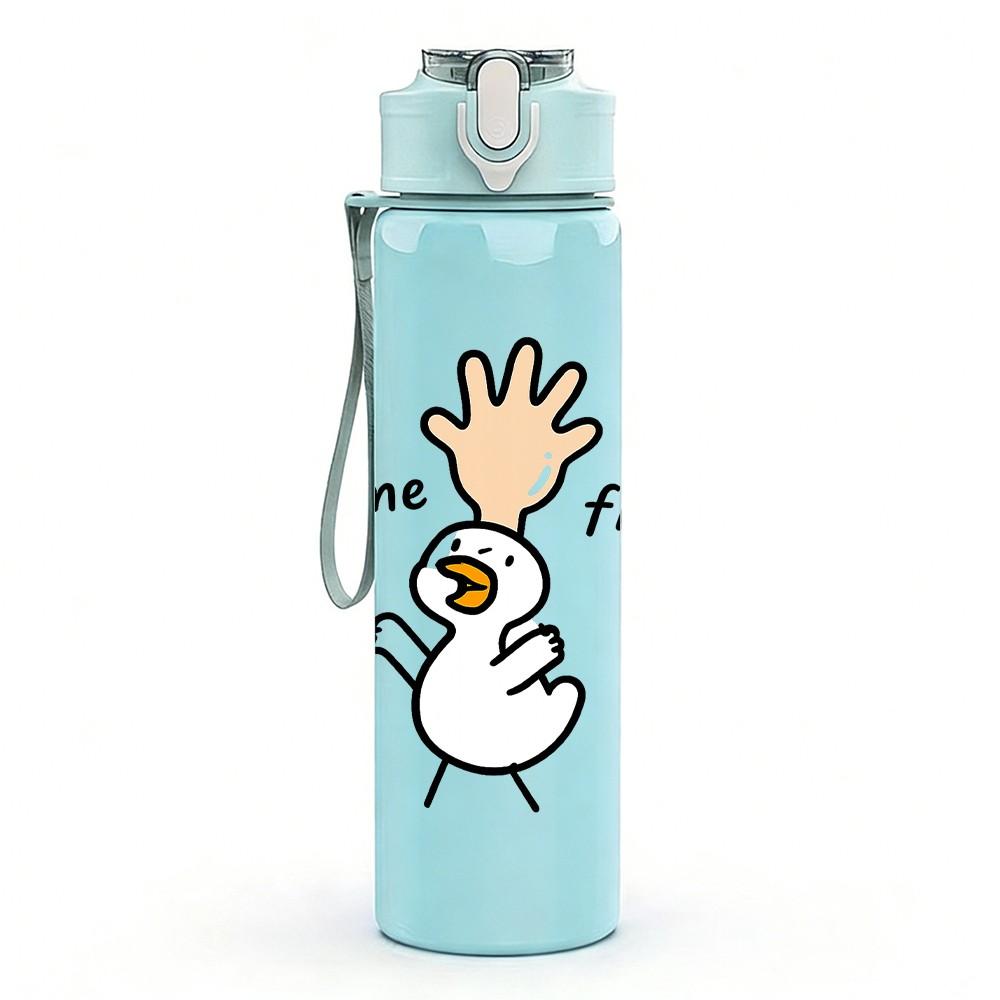 1PC Give Me Five Hand Cartoon Print 750ml Color Plastic Sports Water Bottle Leakproof Flip Straw Lid Suitable for Sports Office Home Use