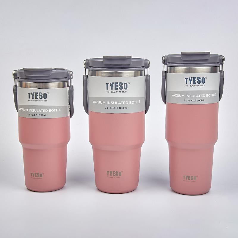 Tyeso Taishuo Stainless Steel Large Capacity Thermos Sports Bottle - Handheld Ice Buster Car-Cup Cold Storage Coffee Kettle