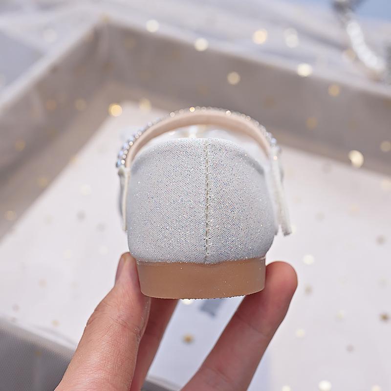 2025 Herbst Neue Koreanische Stil Strassstein Schleife Leder Schuhe für Mädchen – Weiche Sohle Prinzessin Performance Schuhe