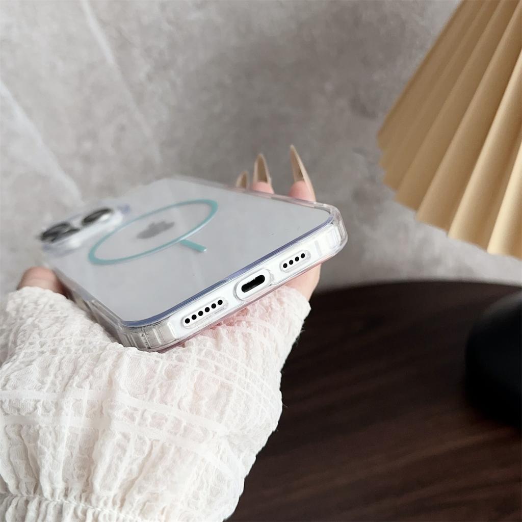 Für iPhone 16 Pro Max Magnetische Hülle Acryl TPU Transparentes Handy-Rückcover