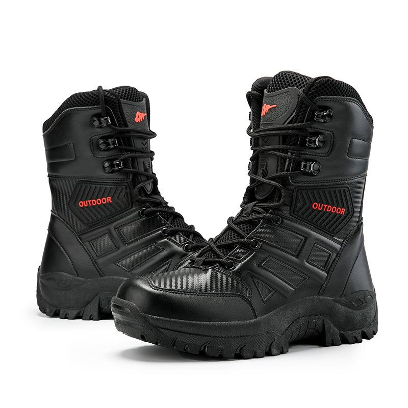 Overseas large size military boots non-slip and wear-resistant men's outdoor high-top hiking shoes off-road work casual flow boots