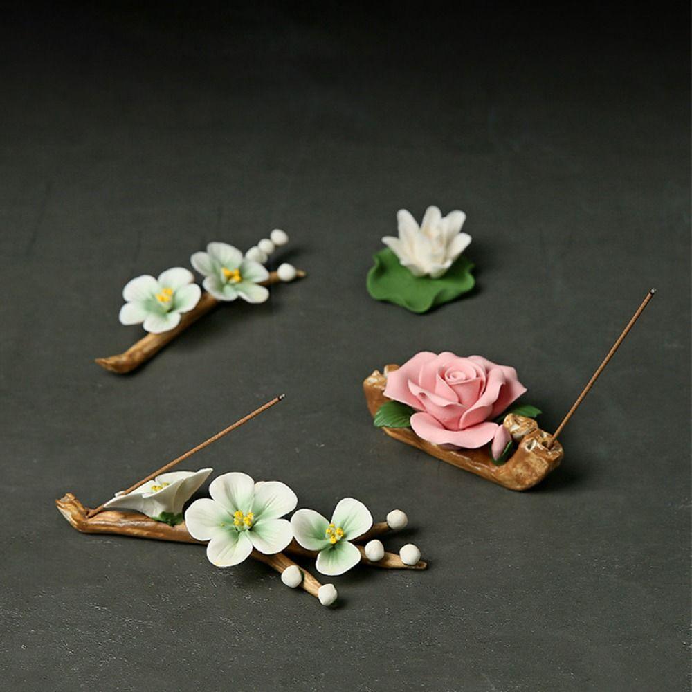 Ceramics Writing Brush Stand Flower Shape Aromatherapy Base Gift Tea Table Oraments  Offices