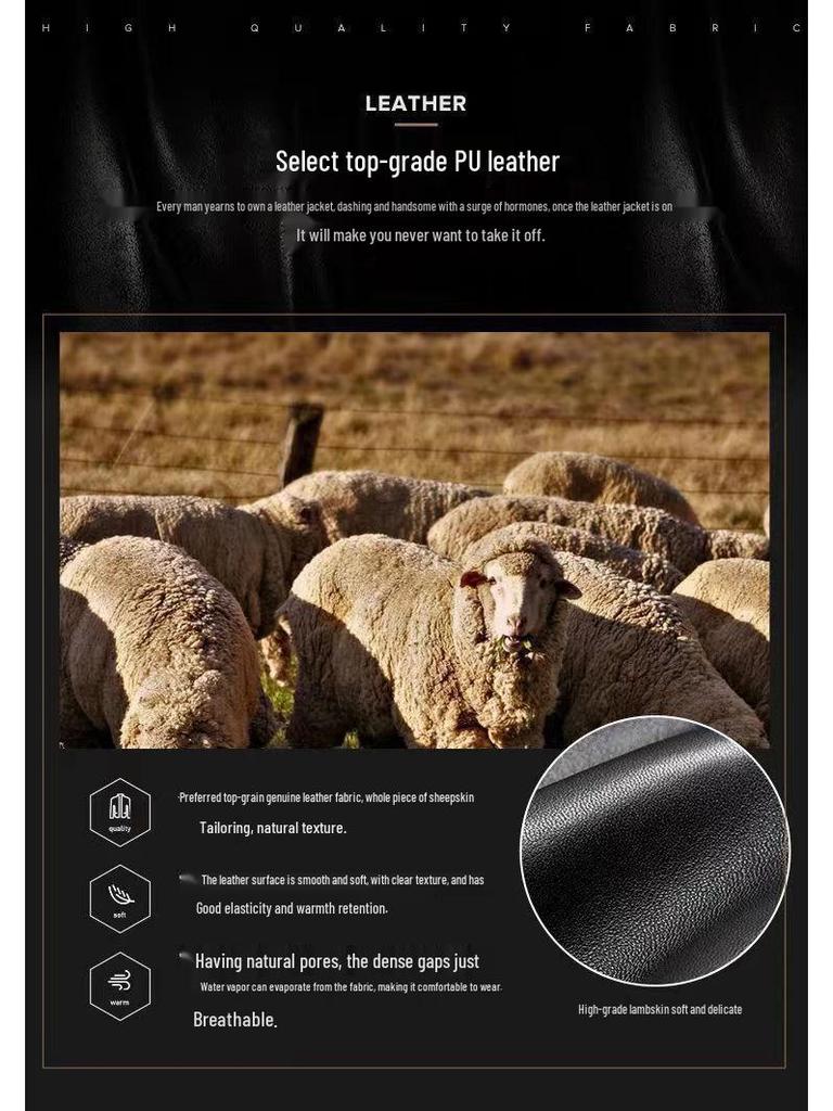 2024 Men's Winter PU Leather Jacket - Slim Fit for Middle-Aged and Elderly