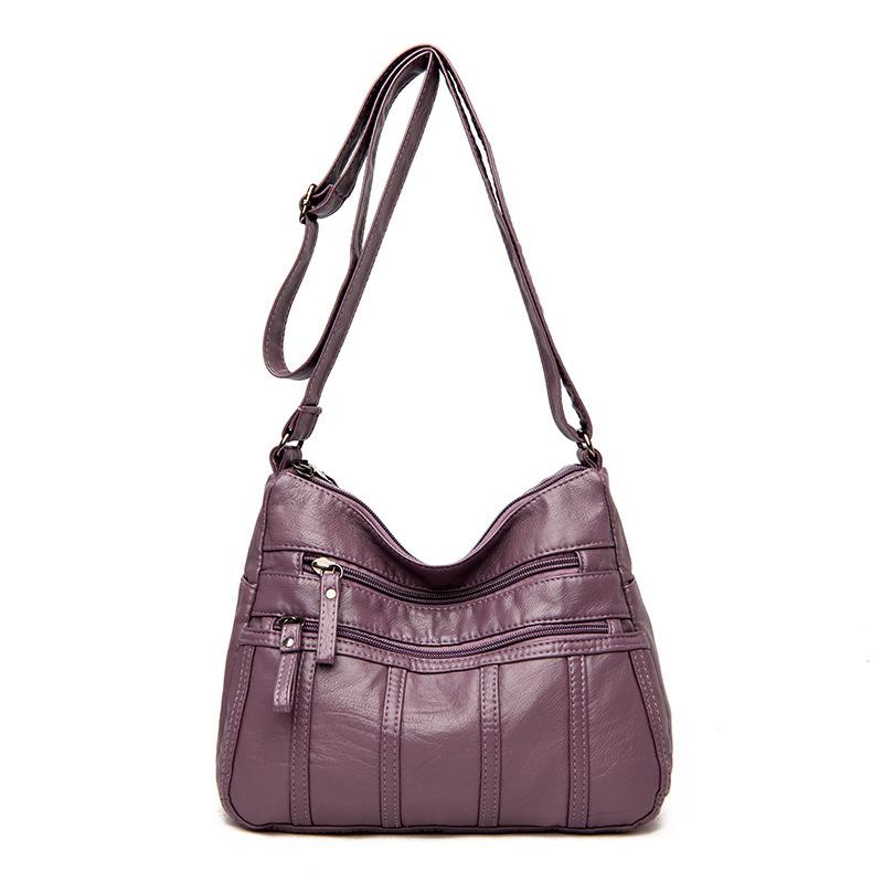One-shoulder Mother Bag, New Washed Leather Women's Bag, Messenger Bag, Large-capacity Messenger Small Square Bag.