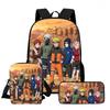 3Pcs Set Kids Backpack with Crossbody Bag & Pencil Bag, Cartoon NARUTO Lightweight School Bag for Boys & Girls Aged 5-9