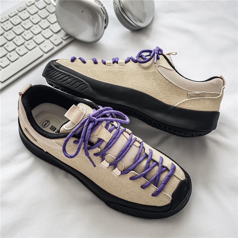 Outdoor Men'S Hiking Shoes British-Style Leather Low-Cut Sneakers Comfortable Couple Hiking Travel Multifunctional Casual Shoes
