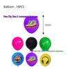 80s Themed Birthday Party Decorations: Cartoon Balloons, Cake Toppers, and Banners.