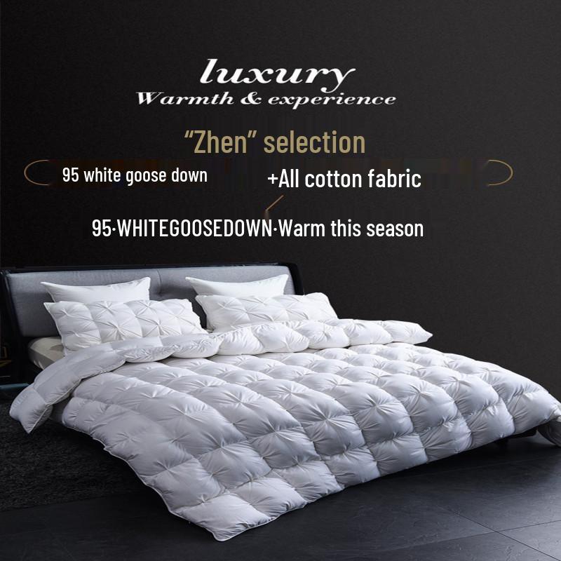 All-Cotton Thick Winter Quilt with White Duck Down - Cozy and Warm for Home or Hotel Use