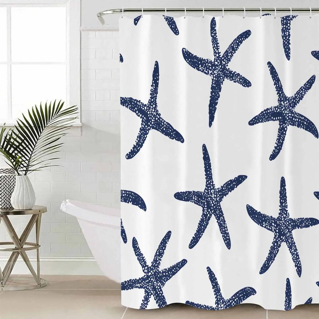 Minimalist Ocean Starfish Shower Curtains Waterproof Bath Curtains Home Decor Modern Luxury Bathroom Curtain
