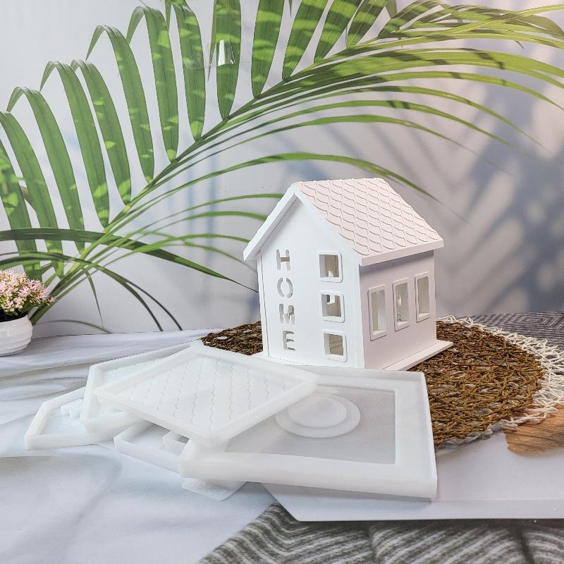 HOME Haus Dreiteilige Silikonform Kombination, Geeignet für DIY Zement Gips Ton Gießen Epoxidharzform Heimdekoration