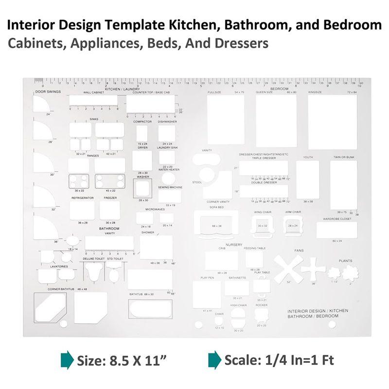 AEE4-Drafting Tools And Ruler Shapes For Architecture - Set Of 3 For House Plan Furniture Kitchen, Building, Interior Design