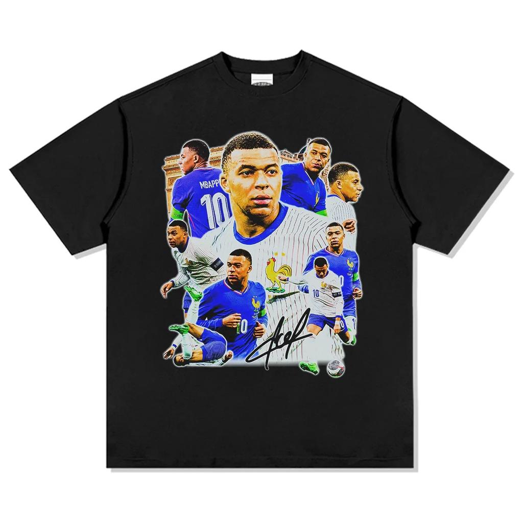 Kylian Mbappé Frankreich Nationalmannschaft #10 Vintage Bootleg Oversized T-Shirt, Weltmeister Grafik-T-Shirt, Unisex Freizeit-Oberteil