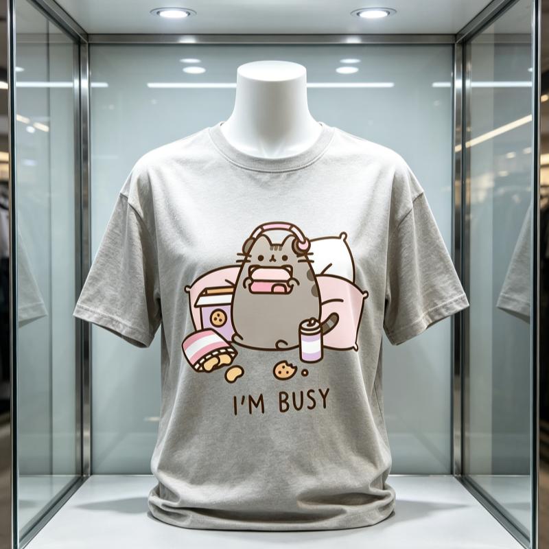 Sorry Im Busy Cat Playing Games With Headphones Unisex T Shirt High Quality Brand Clothing Loose T Shirts Cotton Shirt Tops Couple