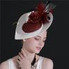 European And American Burgundy Imitation Hemp Yarn Headgear Bridal Hair Accessories Banquet Photo Top Hat Feather Headgear