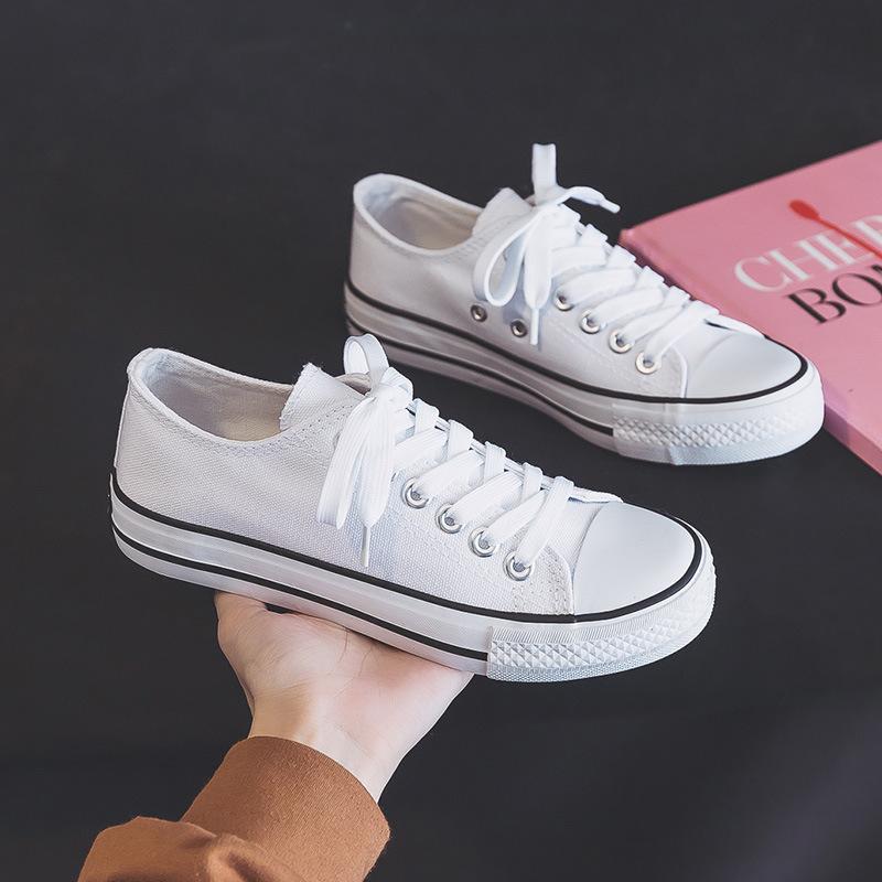 

Spring low-top canvas shoes women s basic shoes student rubber shoes retro couple board shoes 35