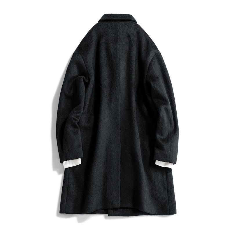 Long woolen coat men's trench coat over the knee loose autumn and winter tide brand thickened top