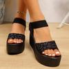 Women's Wedge High Heel Leopard Sandals Peep Toe Platform Sandals Ladies Thick Sole Summer Shoes Espadrilles