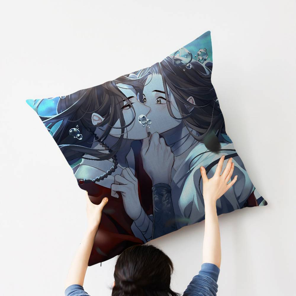 1pc Heavenly Officials Blessing Animation Cushion Cover Car Throw Pillow Case For Sofa Car Christmas Gift 40x40cm 45x45cm