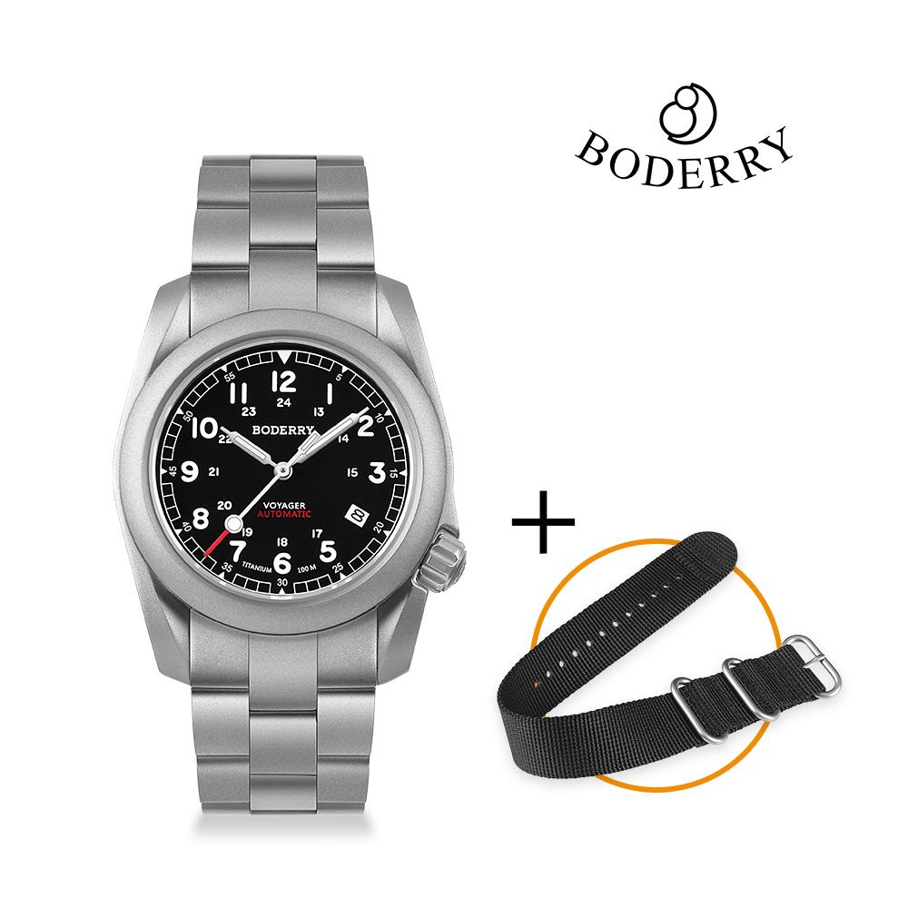 Boderry VOYAGER Field Watches Bronze Case Automatic For TMI NH35 Watch 100M Waterproof Clock Military Vintage Wristwatch Mens