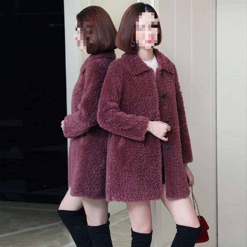Women's Mid-Life & Senior Plus Velvet Faux Lambswool Coat - Winter Granular Fleece Jacket for Moms
