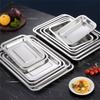 Kitchen Stainless Steel Thicken Food Storage Tray Rectangle Sausage Fruits Dish Hotel Metal Dinnerware Baking Pastry Pans Plate