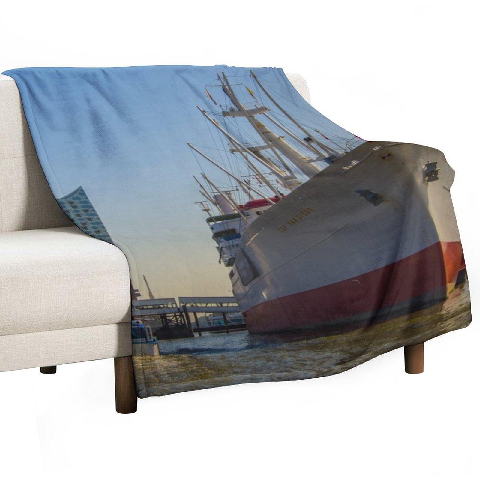 Cap San Diego - Hamburg Throw Blanket Sofa Quilt Luxury Designer halloween Luxury Blankets 30x40in