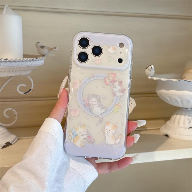 

Flower Cat Magnetic Phone Case for iPhone 16 ProMax iPhone 16 Pro Max