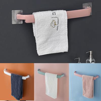 Self-adhesive Towel Rack Wall Mounted Home Supplies Bathroom Commodity Shelf Plastic Hanging Hanger