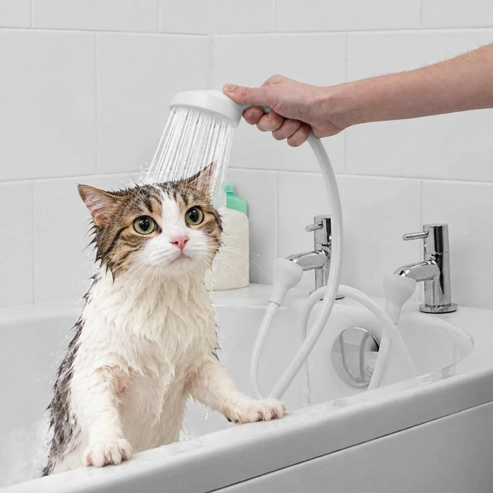 Flexible Shower Head Set Double Tap Push on Bath Shower Head Handheld Showerhead Pet Cleaning