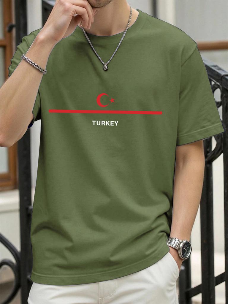 Turkey National Flag Printed Men T Shirts Hip Hop AllMatch TShirt Cotton Summer Clothes Casual Oversize Trendy Sportswear