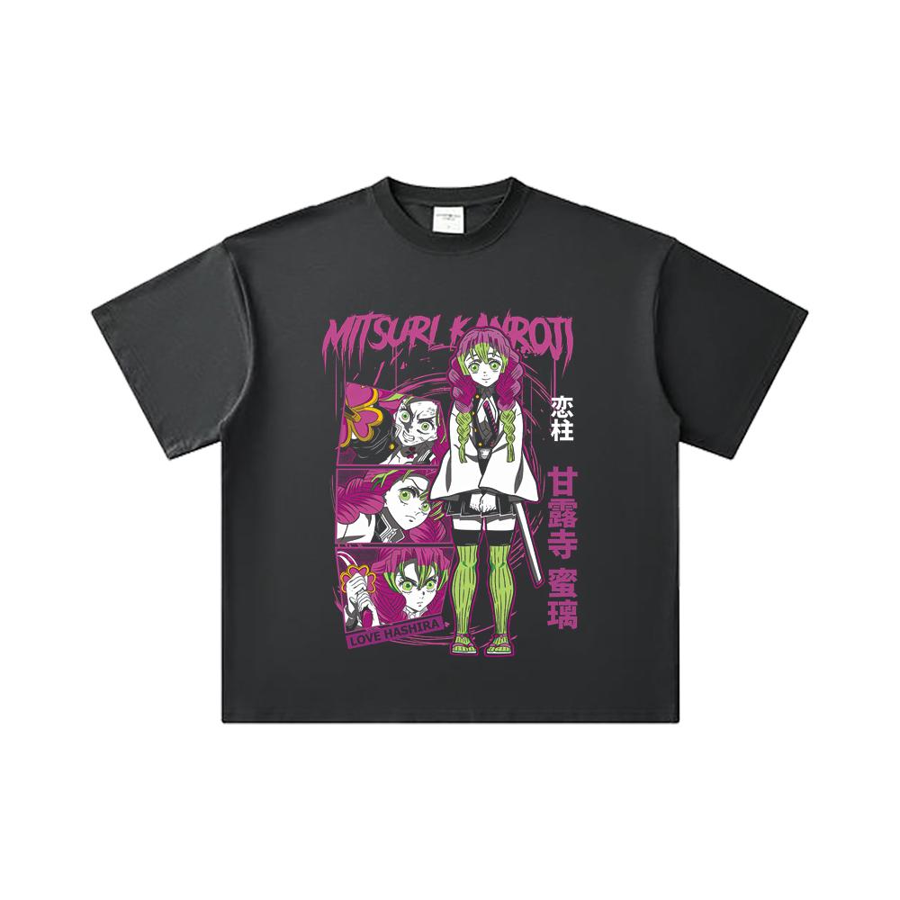 260 GSM Double Yarn 32 Count 100% Cotton Demon Slayer V50 Mitsuri Print Unisex Heavy Cotton T Shirt