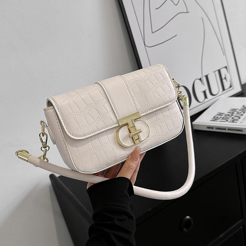 

Маленькая женская сумка 2024 года, весна, новый ретро-портативный каменный узор, сумка через плечо в иностранном стиле, повседневная простая маленькая квадратная сумка белый