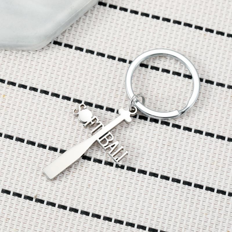 Baseball Cross Stainless Steel Keychain Sports Fashion Design Creative Car Pendant Practical Sports Meeting Gift