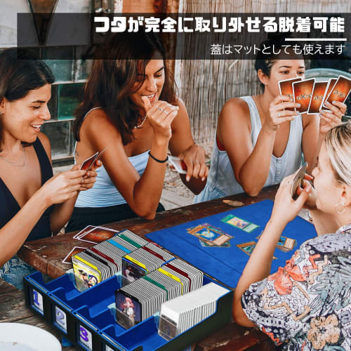 Socpuro 4-Column Magnetic Deck Case, Large Capacity (3200+ Cards), with Detachable Lid, PU Leather, Compatible with Magnetic Loaders, Window, Dividers