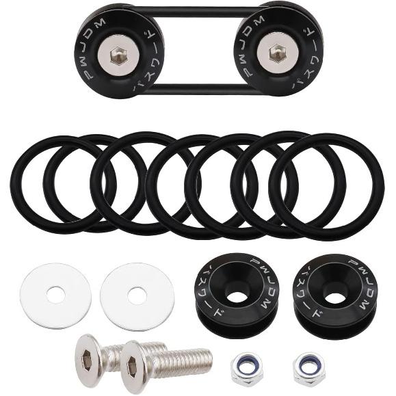 Taiss Bumper Quick Release (Black),Front Rear Bumper Holders Quick Release Kit(4 Quick Release Tabs with 12 O-rings),with Washer and Stainless Steel