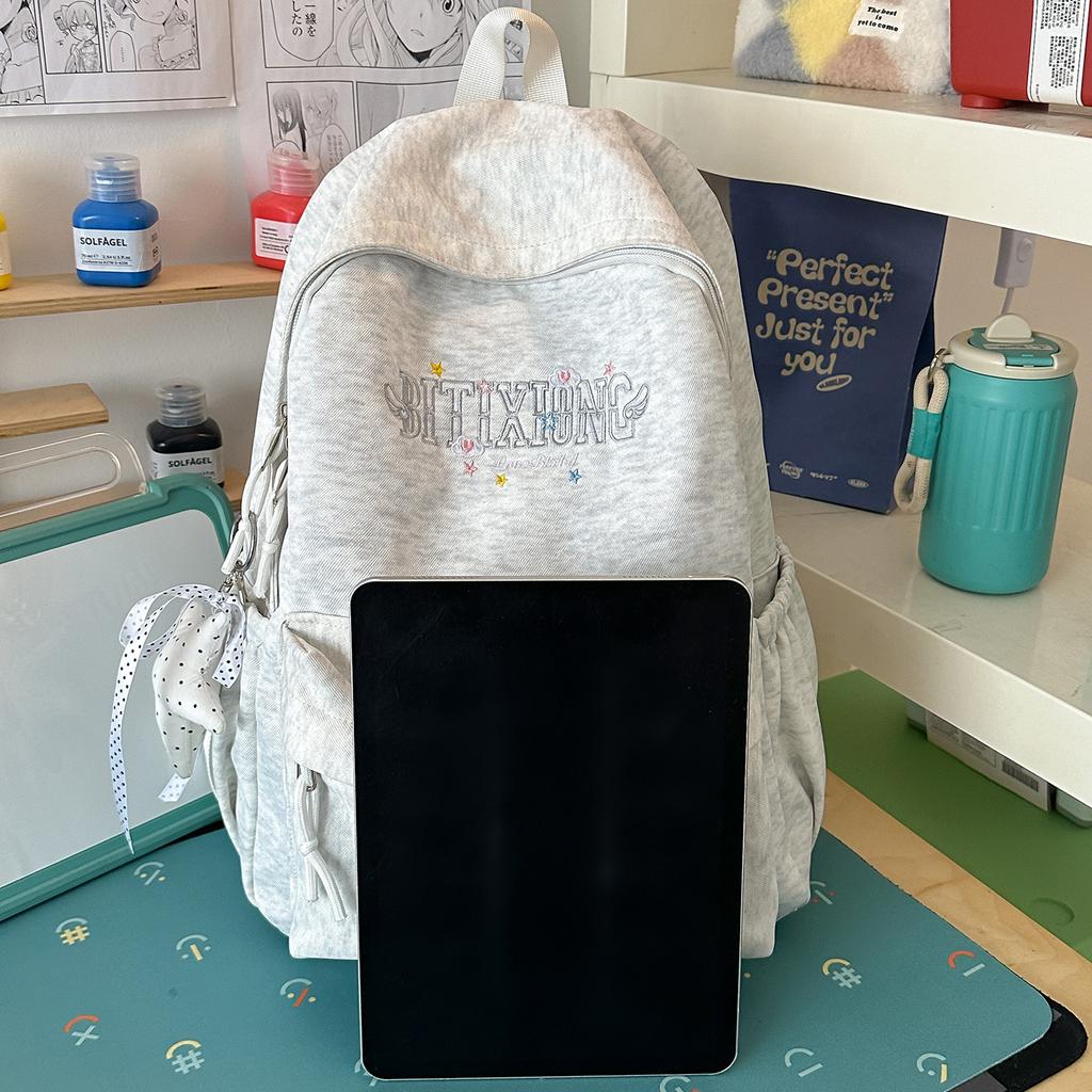 Schoolbag Junior high school student schoolbag female new cute large capacity embroidered student backpack simple versatile college backpack
