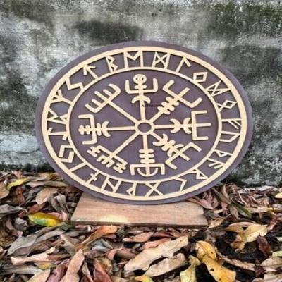 Escudo de madeira viking cavaleiro batalha guerreiro medieval escultura redonda cosplay parede