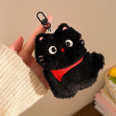 1/4Pcs Cartoon Plush Small Black Cat Keychain Sweet Cute Animal Doll Pendant Backpack Hangings Decoration Birthday Gifts