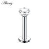 Alisouy 1PC Acciaio Inox Anello Labret Stella di Cristallo Lip Piercing Filettatura Interna Gemma Anello sul Labbro Dell'orecchio Trago Chiodo Orecchini Della Vite Prigioniera monili per il corpo e Piercing