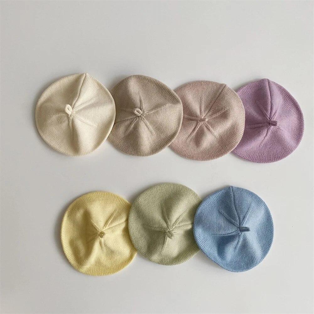 Pălărie beretă tricotată pentru bebeluși la modă, culoare solidă, pălării calde pentru copii, șapcă de toamnă și iarnă pentru fete, accesorii pentru bonetă pentru copii