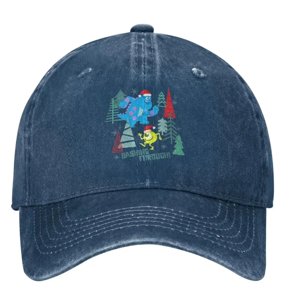 

Christmas Dashing Through Monsters University Denim Baseball Cap Summer Unisex Unisex y2k Funny SunProof Baseball Caps One Size
