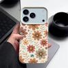 Minimalist Full-Coverage Line Art Daisy Pattern Shockproof Soft TPU Leather Texture Cover Case for iPhone 17 Pro Max Air 16e 16 15 14 13