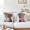 Trendy Pink Retro Leopard Girl Pillow Case Sofa Living Room Bedroom Headboard Backrest Square Cushion Nap Time
