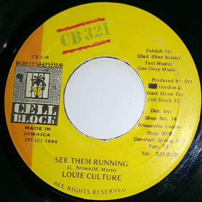 7inch Record LOUIE CULTURE - See Them Running CB038 Cell Block 321 1996 Jamaica Reggae, Ska & Dub Used