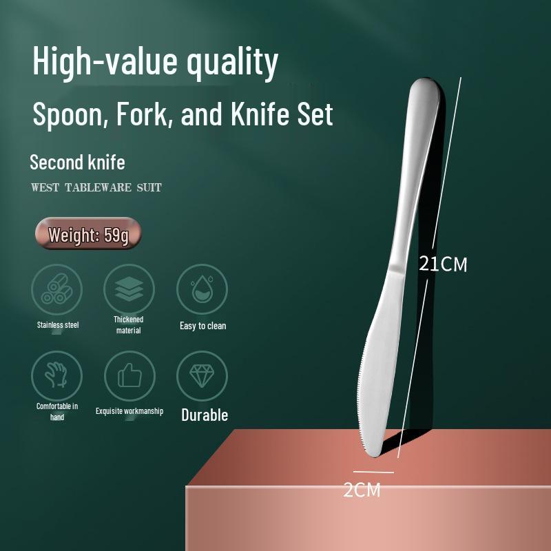 1010 Stainless Steel Western Cutlery Set: Knife, Fork, Spoon, Dessert & Coffee Spoon, Steak Knife.