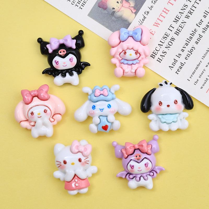 10 Pcs New Kawaii Cartoon Kitten, Puppy, Rabbit Resin Flat Back Scrapbook Figurine Diy Bow Decor Accessories Crafts A6