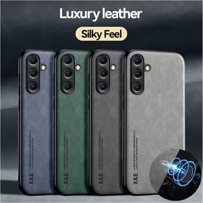 Stoßfeste Hülle für Samsung Galaxy M15 M35 M55 5G Schutzhülle Eingebauter magnetischer Saug-Autohalter Coque Funda Capa
