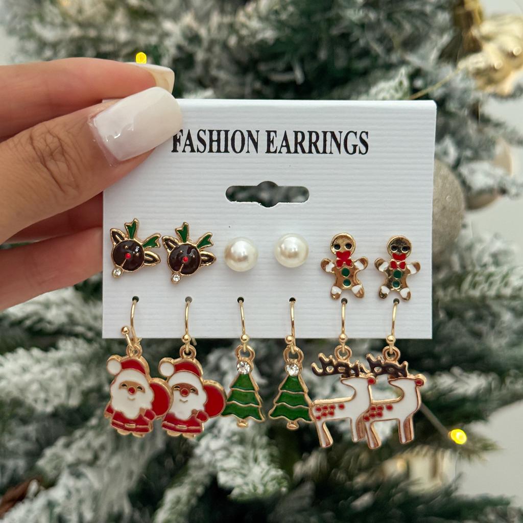 Applicable Christmas Versatile Oil Drop Snowflake Elk Drop Stud Earrings Sweet Bow Christmas Hat Earrings Women